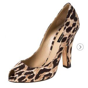 NEW Dolce & Gabbana 110mm leopard print  Fabric peep-toe pumps